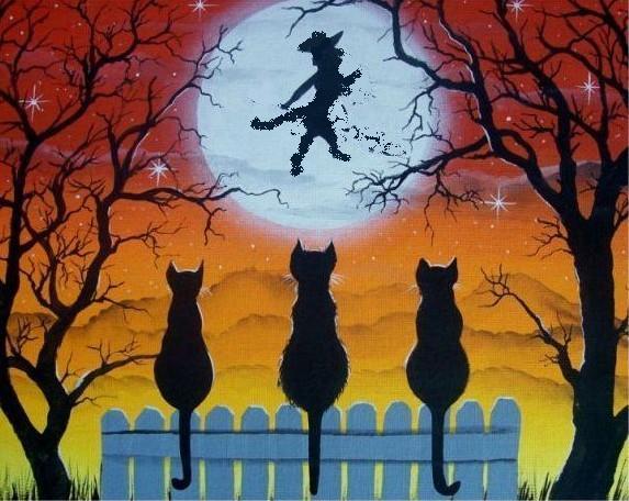 Cat witch moon
